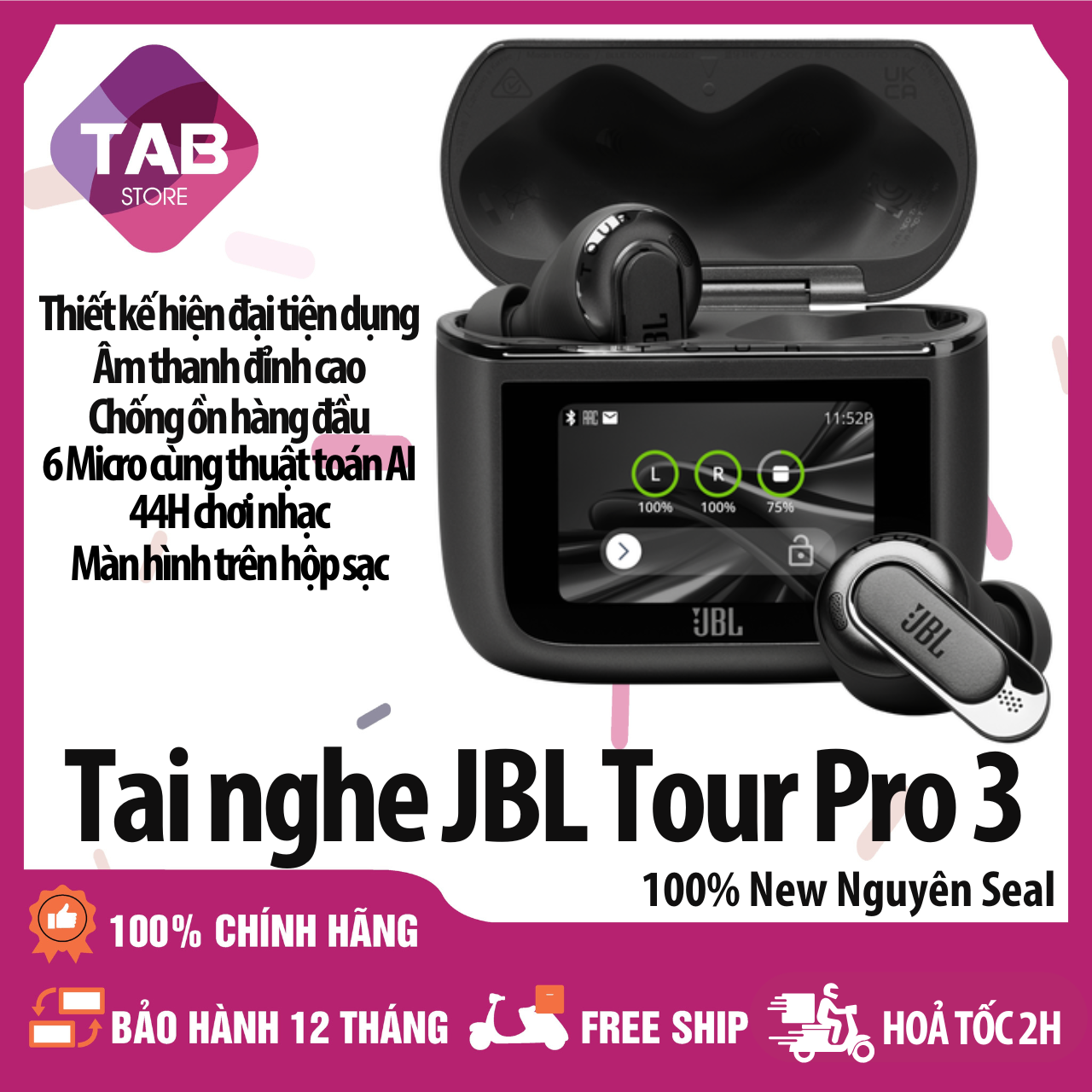 Tai nghe JBL Tour Pro 3 Chính Hãng - Bảo Hành 12 Tháng