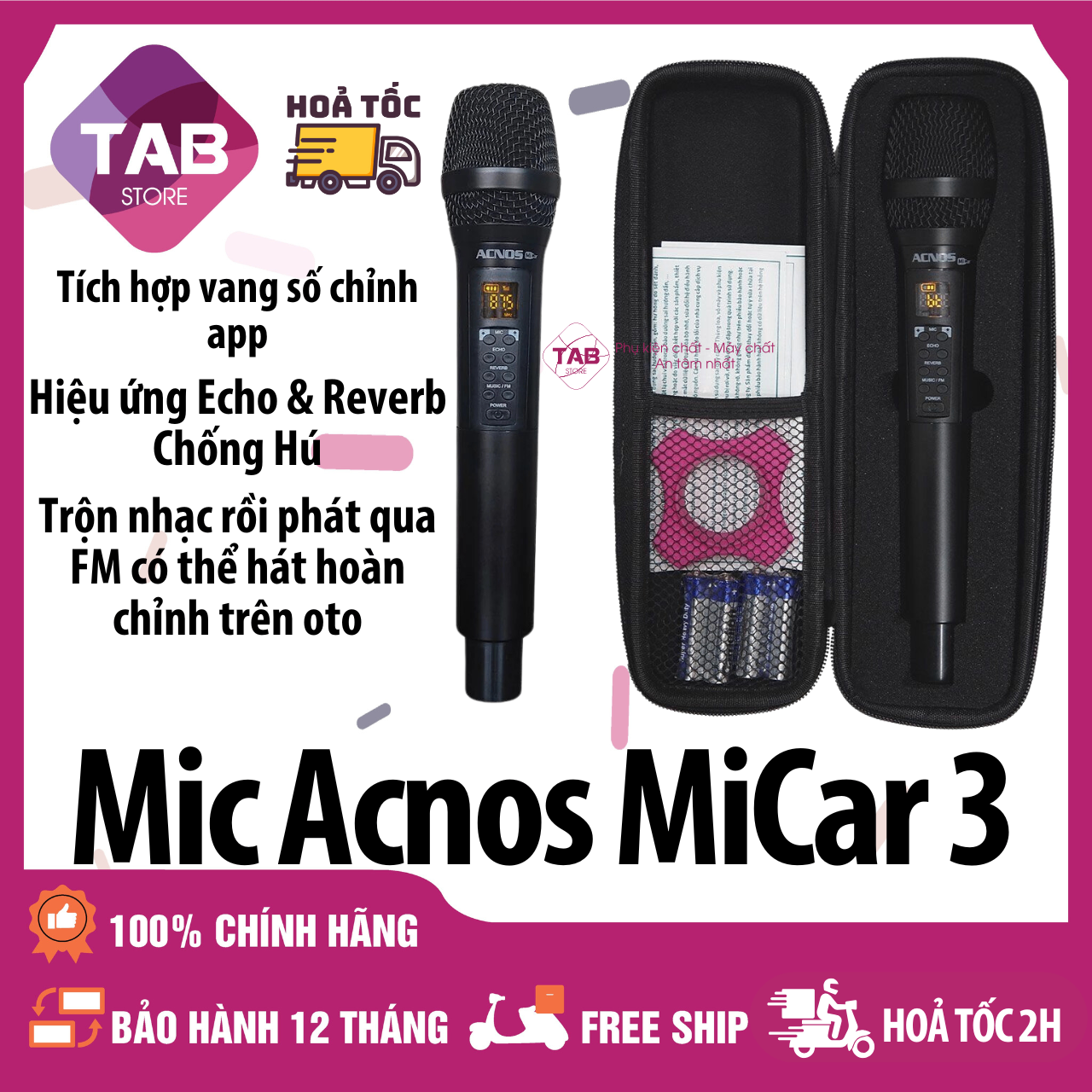 Micro Vang Số Acnos MiCar 3 (Hát Trên Oto) Chính Hãng - Bảo Hành 12 Tháng