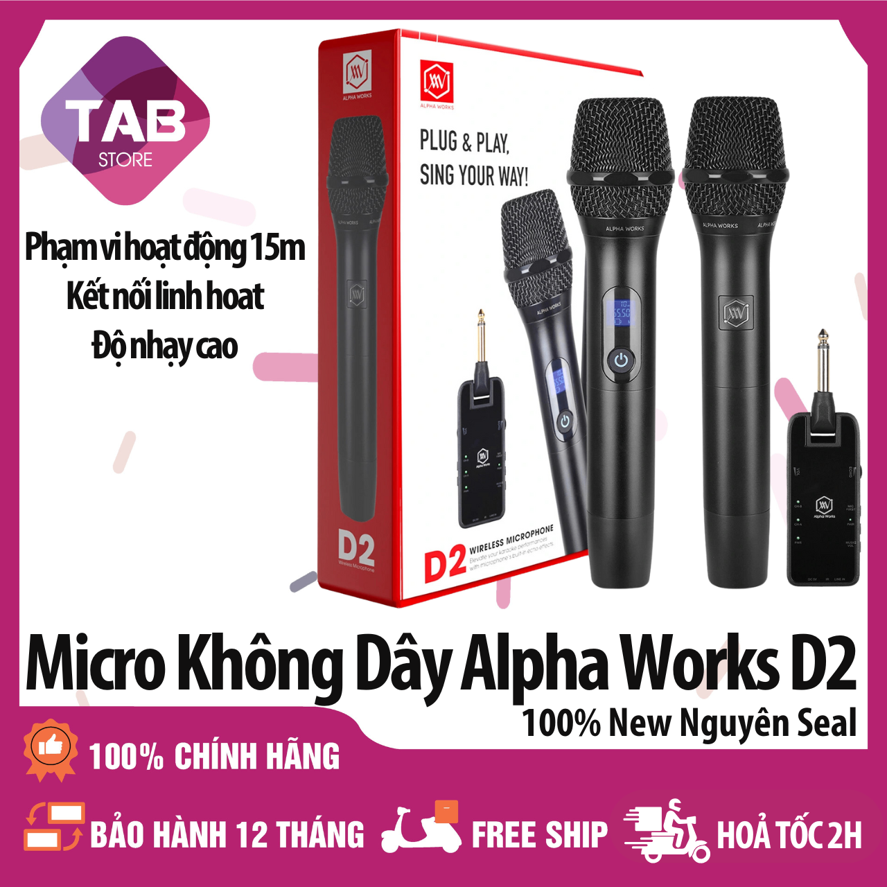 Micro Không Dây Alpha Works D2 Hàng Chính hãng PGI - Bảo Hành 12 Tháng