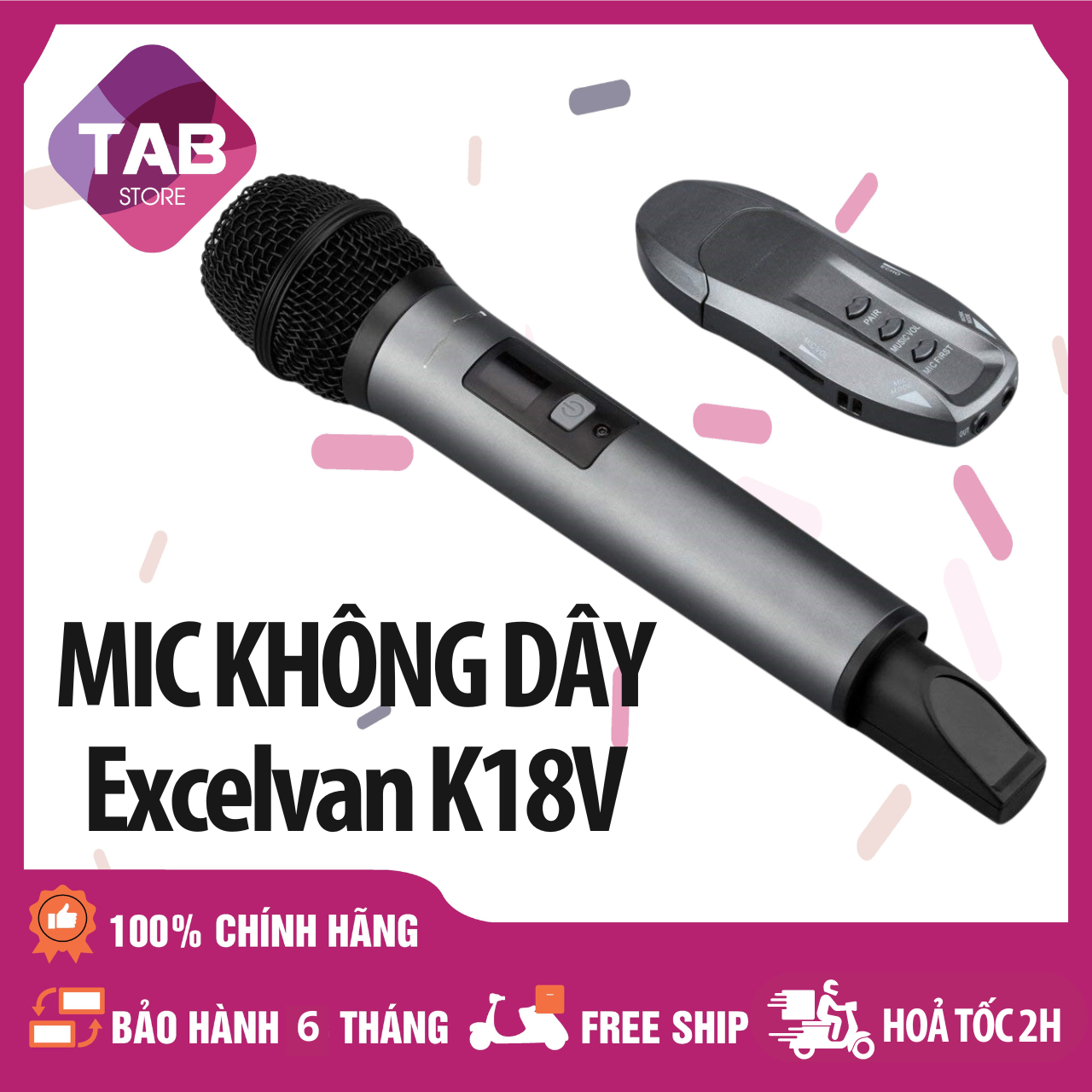 Mic Karaoke Không Dây Excelvan K18V