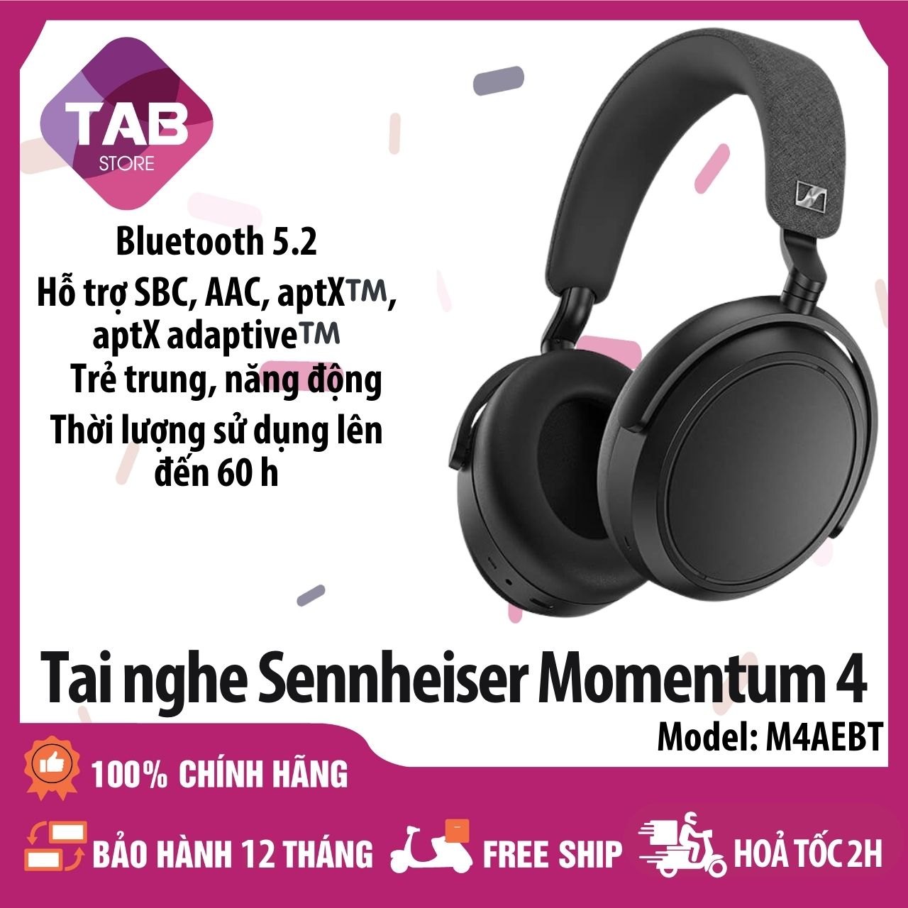 Tai Nghe Chụp Tai Sennheiser Momentum Wireless 4 Hàng Chính Hãng PGI - Bảo Hành 12 Tháng