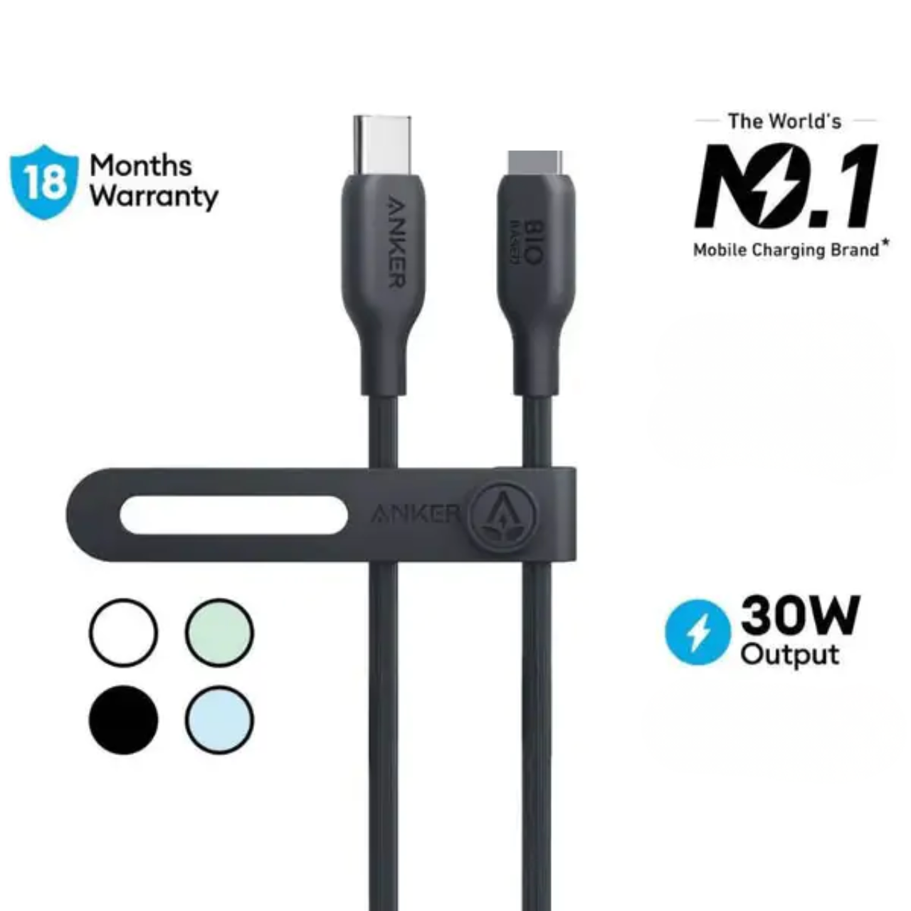 Cáp Anker 541 (Bio-Based) C To L A80A1/A80A2 A80B1/A80B2 - Bảo Hành 18 Tháng - A80B2 Đen 1.8M