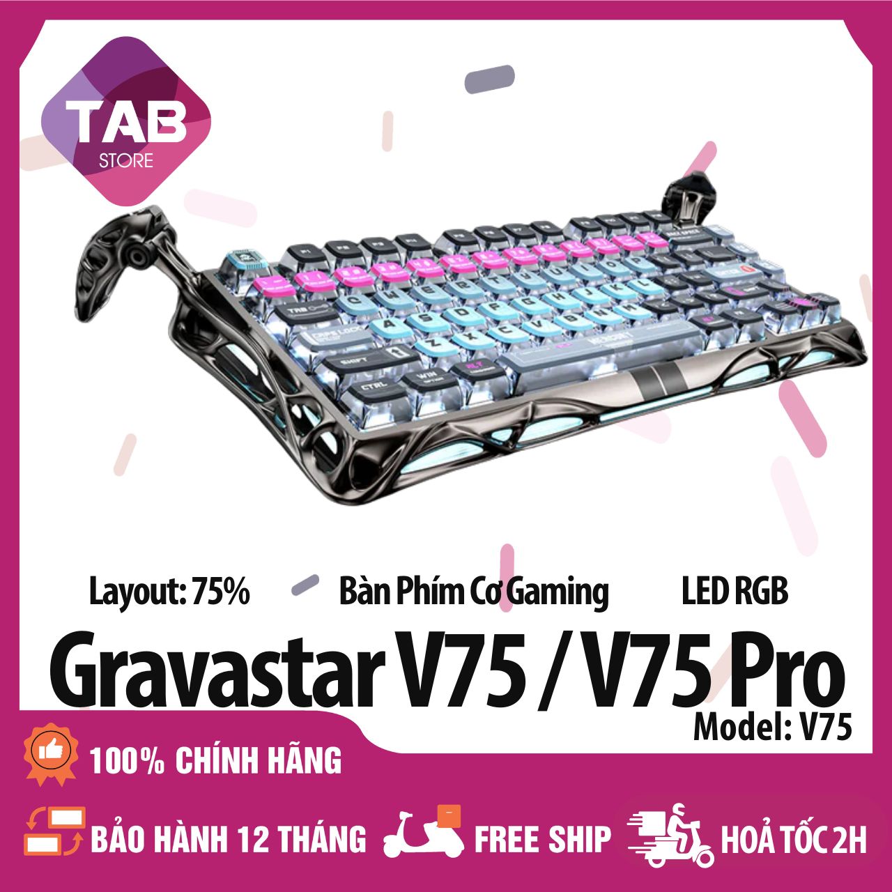 Bàn Phím Cơ GravaStar Mercury V75, V75 Pro, V75 Lite LED RGB Chính Hãng - Bảo Hành 12 Tháng