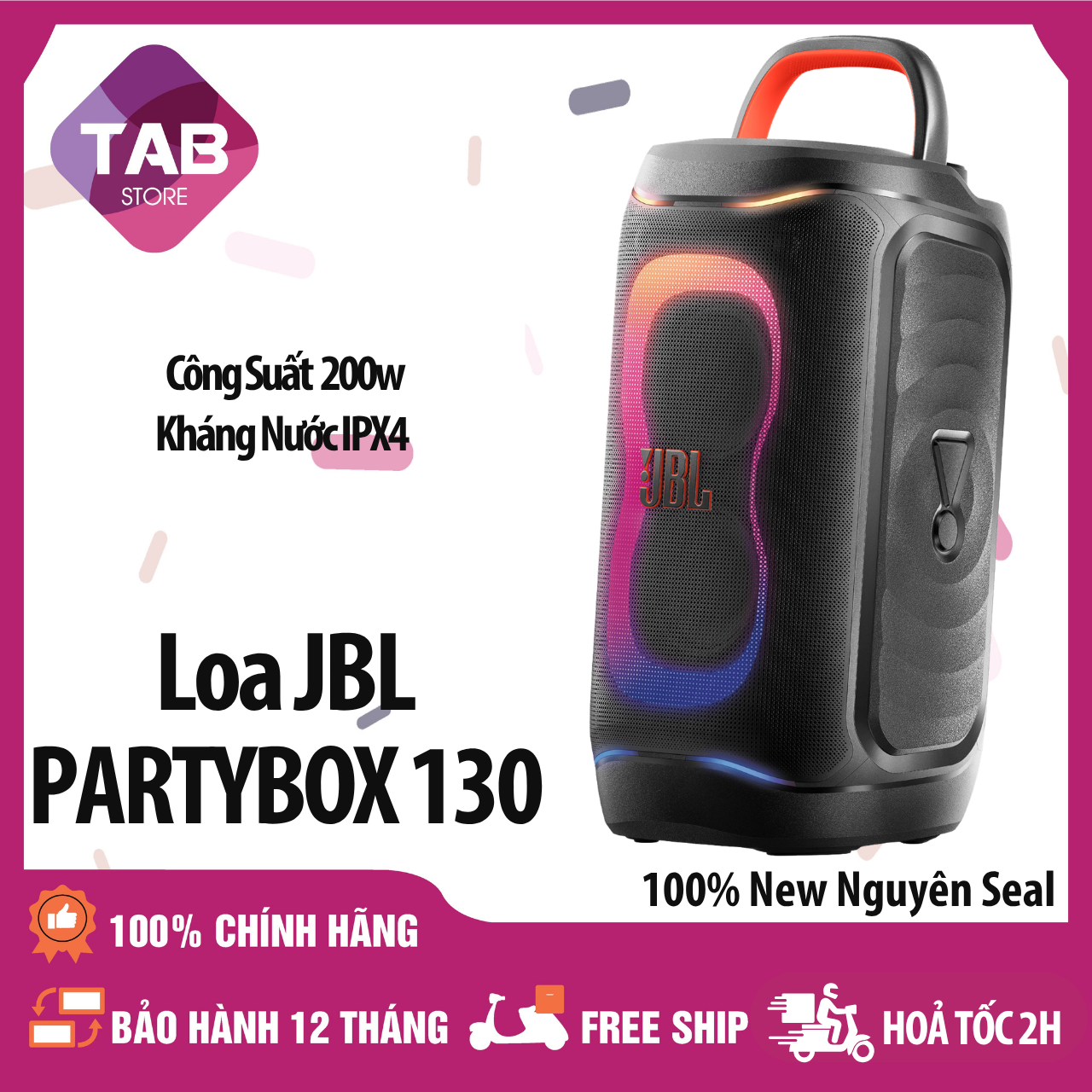 Loa JBL Partybox 130 200w Chính Hãng - Bảo Hành 12 Tháng