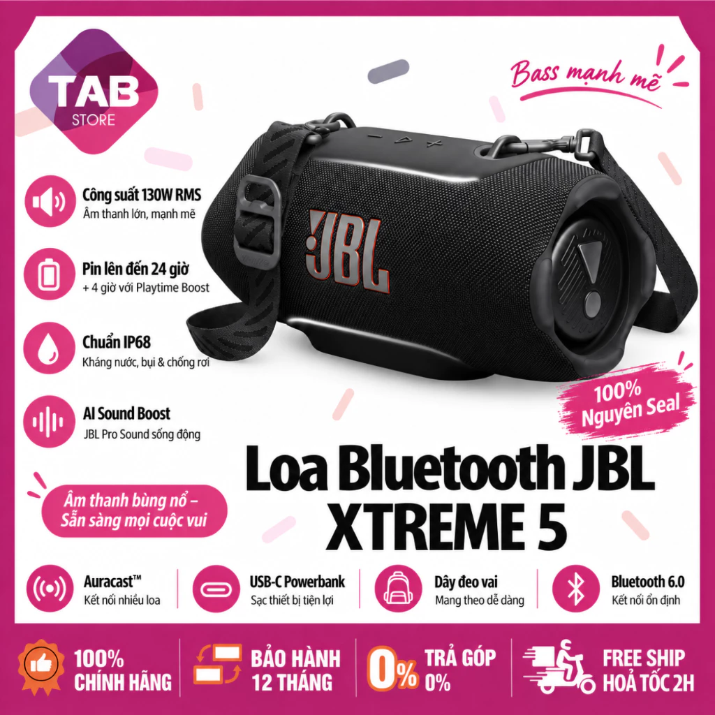 Loa JBL Xtreme 5 | 130W, Nghe Nhạc tới 28 Giờ, Chống Nước IP68 Chính Hãng PGI - Bảo Hành 12 Tháng