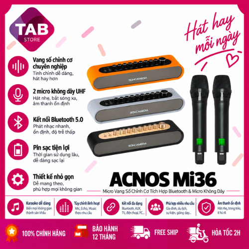 Micro Không Dây ACNOS Mi36 Mi30 Tích Hợp Vang Số Chỉnh Cơ Và Bluetooth Chính Hãng SONCAMEDIA - Bảo Hành 12 Tháng
