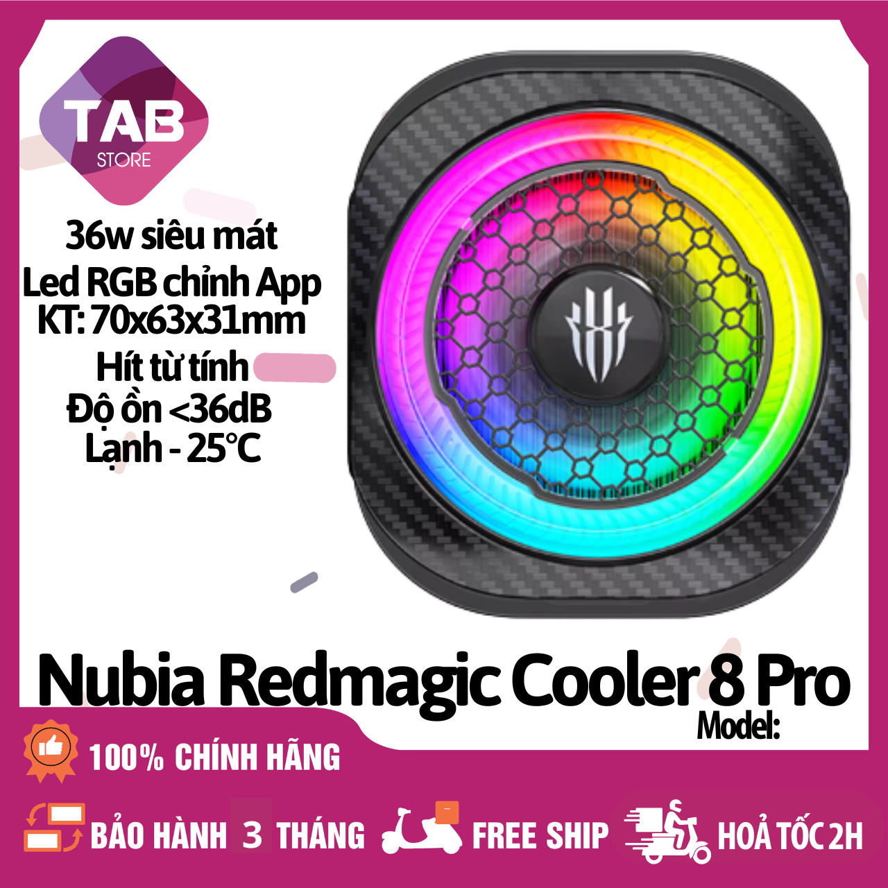 Quạt Tản Nhiệt Sò Lạnh Nubia Redmagic Cooler 8 Pro 5 Pro 36W Làm Mát Từ Tính Có AI - Chính Hãng