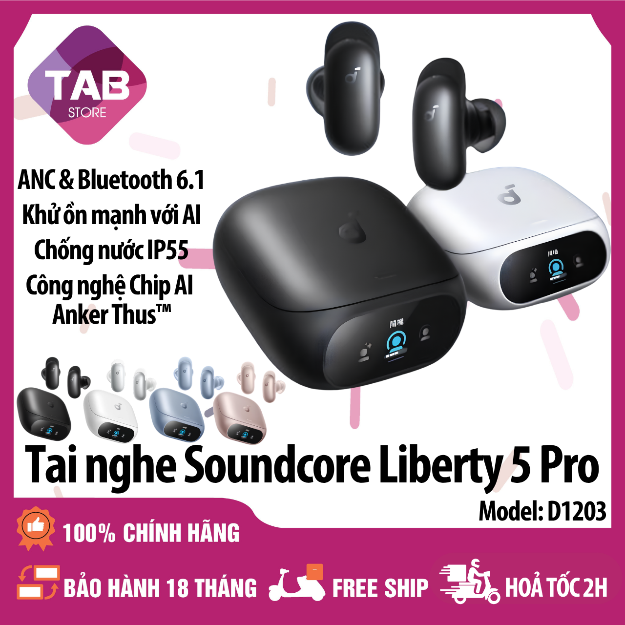 Tai Nghe Anker Soundcore Liberty 5 Pro Thus D1203 - Bảo Hành 18 Tháng