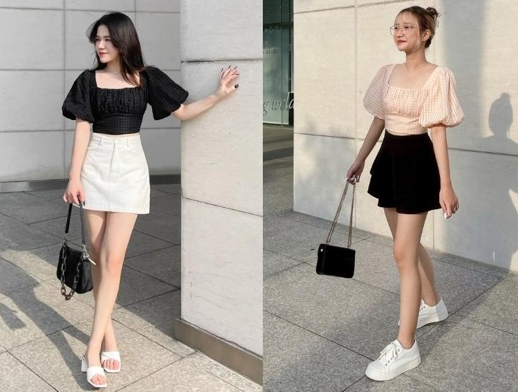 phối đồ với chân váy ngắn