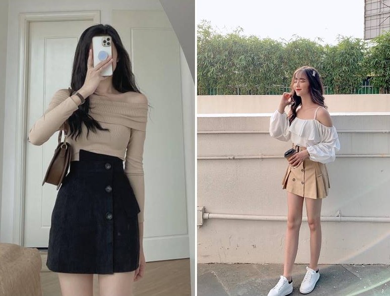phối đồ với chân váy ngắn
