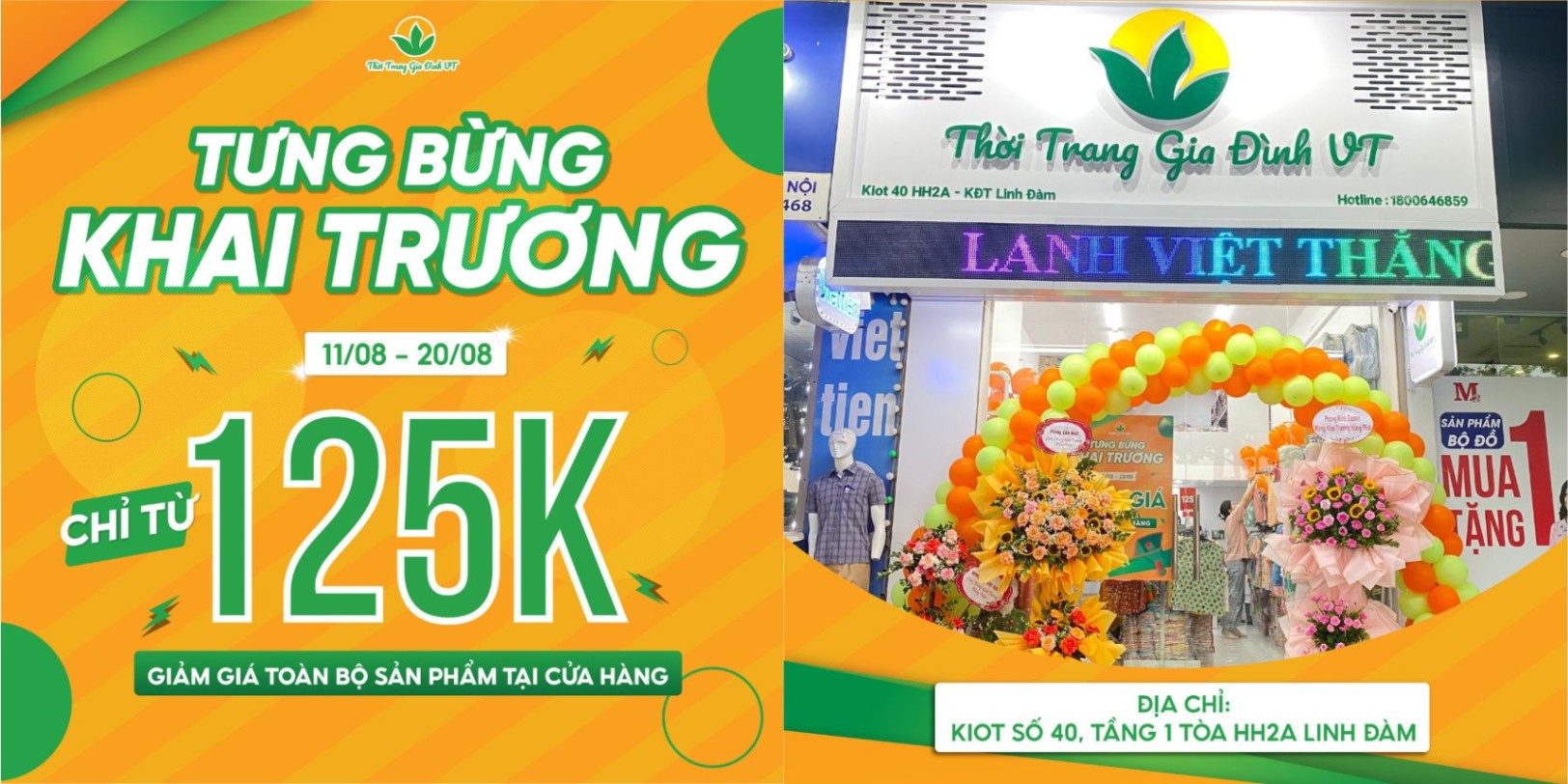 CHÀO ĐÓN CỬA HÀNG THỜI TRANG VIỆT THẮNG THỨ 11 - BÙNG NỔ KHAI TRƯƠNG VỚI ƯU ĐÃI SIÊU HẤP DẪN