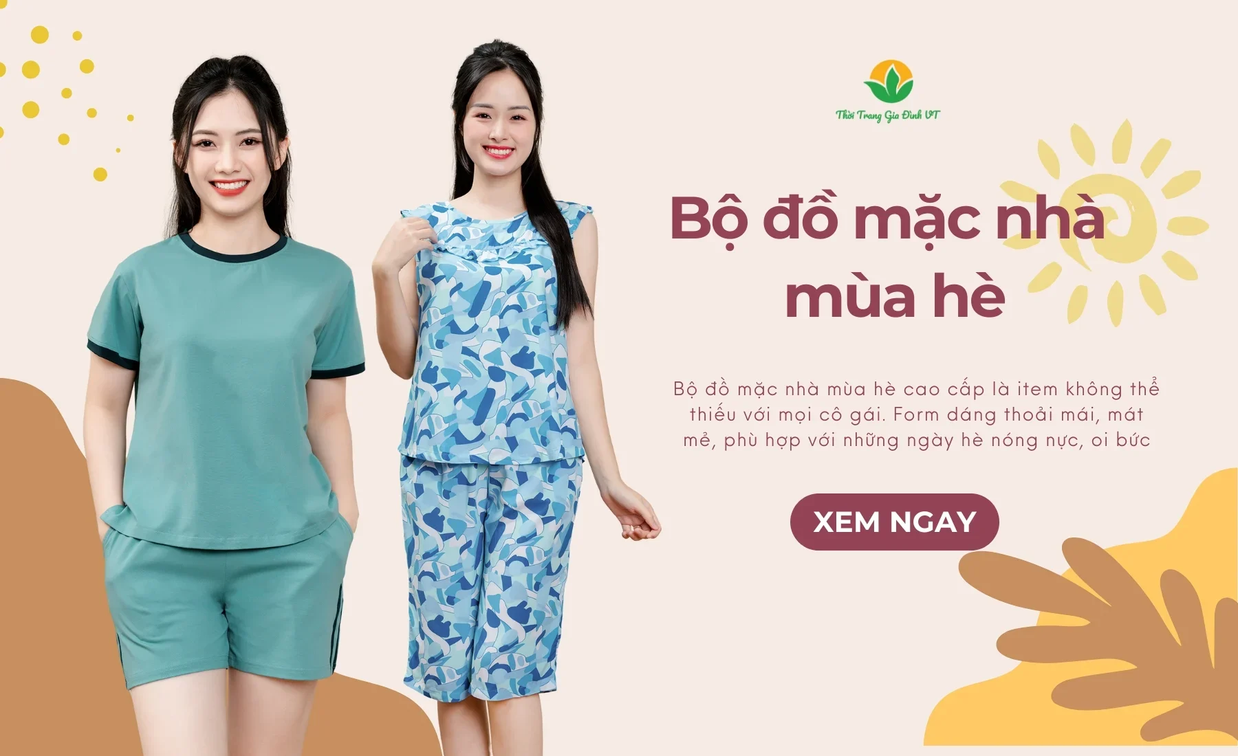 Tổng hợp các mẫu bộ đồ mặc nhà mùa hè cao cấp