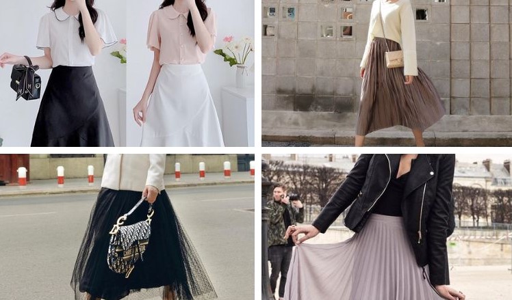 phối đồ với chân váy xòe dài