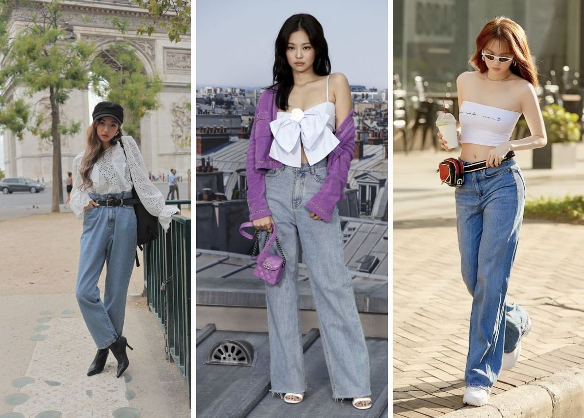 phối đồ với quần jean ống rộng
