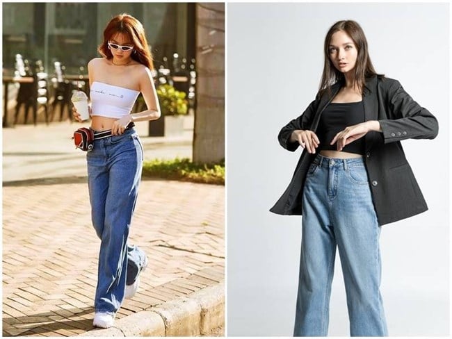 phối đồ với quần jean ống rộng