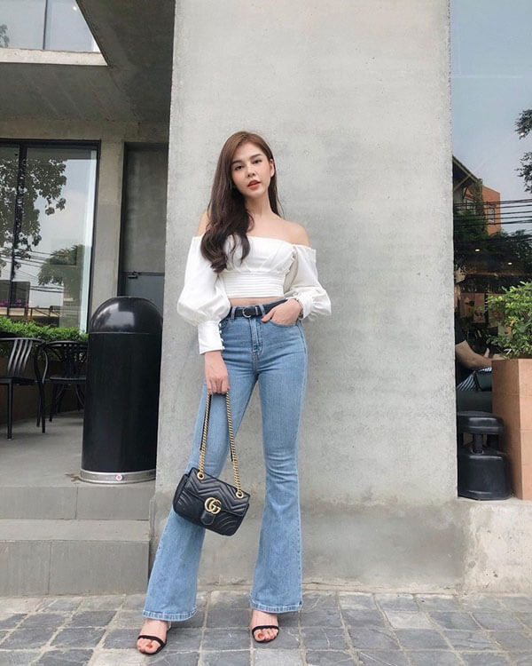 phối đồ với quần jean ống rộng
