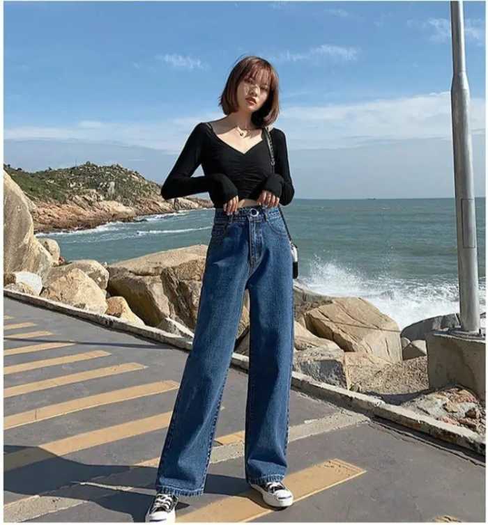 phối đồ với quần jean ống rộng
