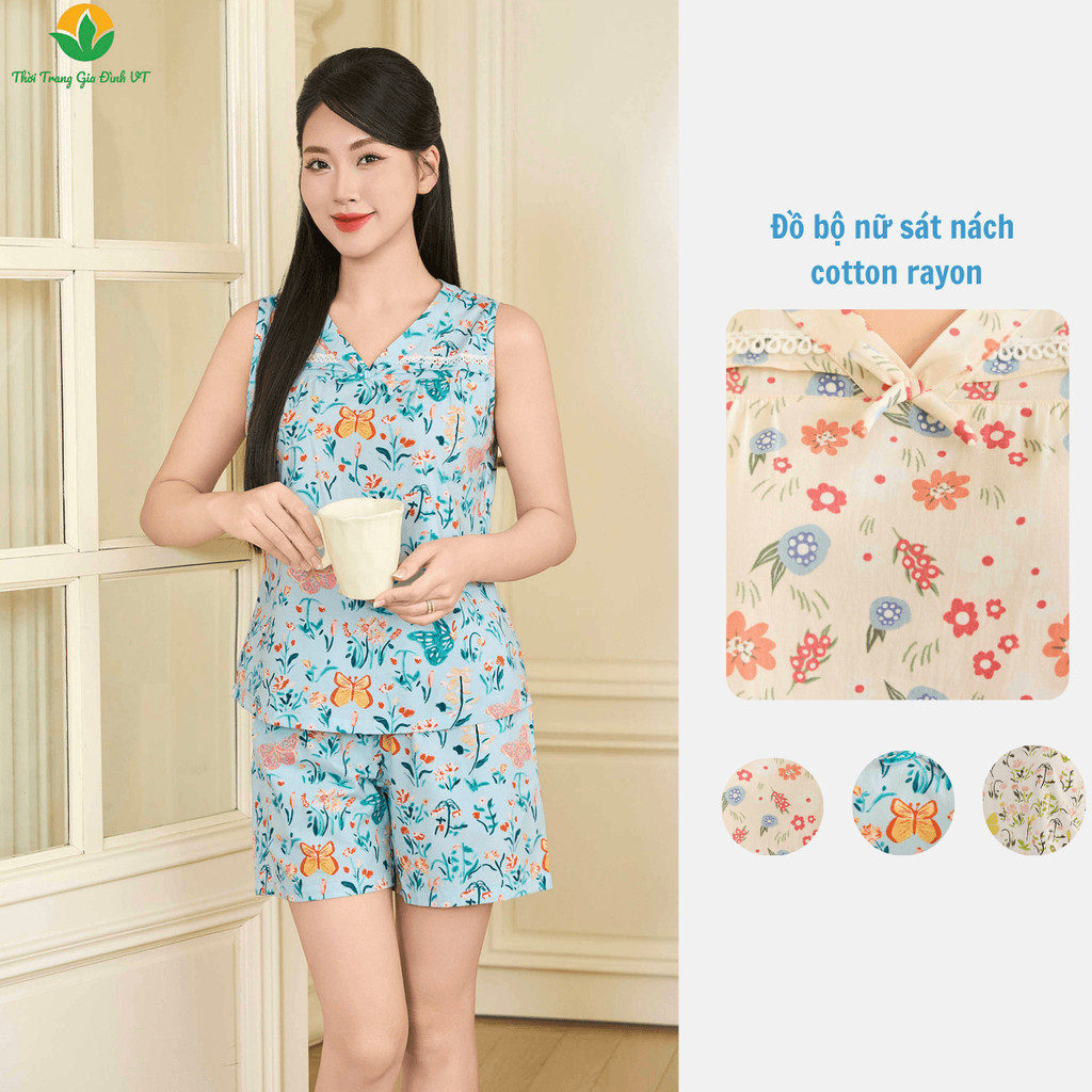 55+ Đồ bộ sát nách nữ đẹp, mát nhẹ cho ngày hè thoải mái