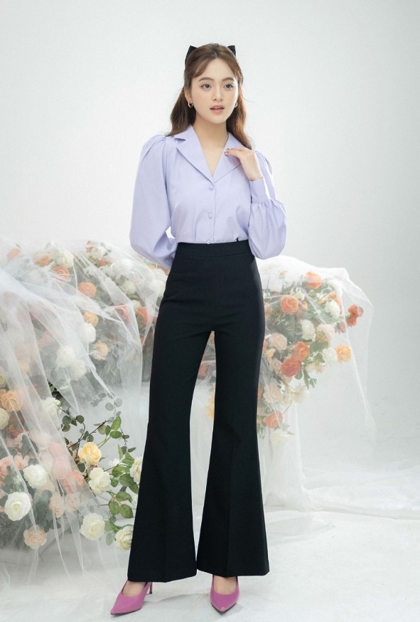 phối đồ với quần ống loe
