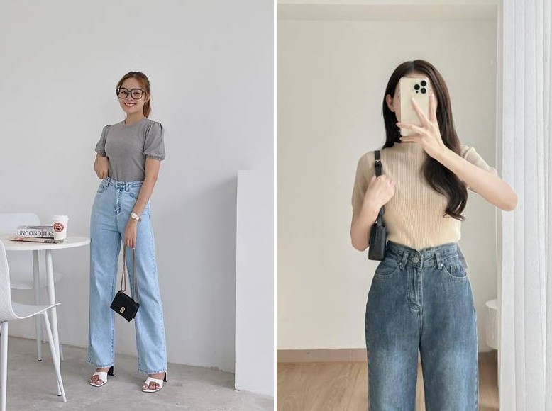 Quần jean ống suông mặc với áo gì đẹp? 20+ Cách phối đồ hợp xu hướng