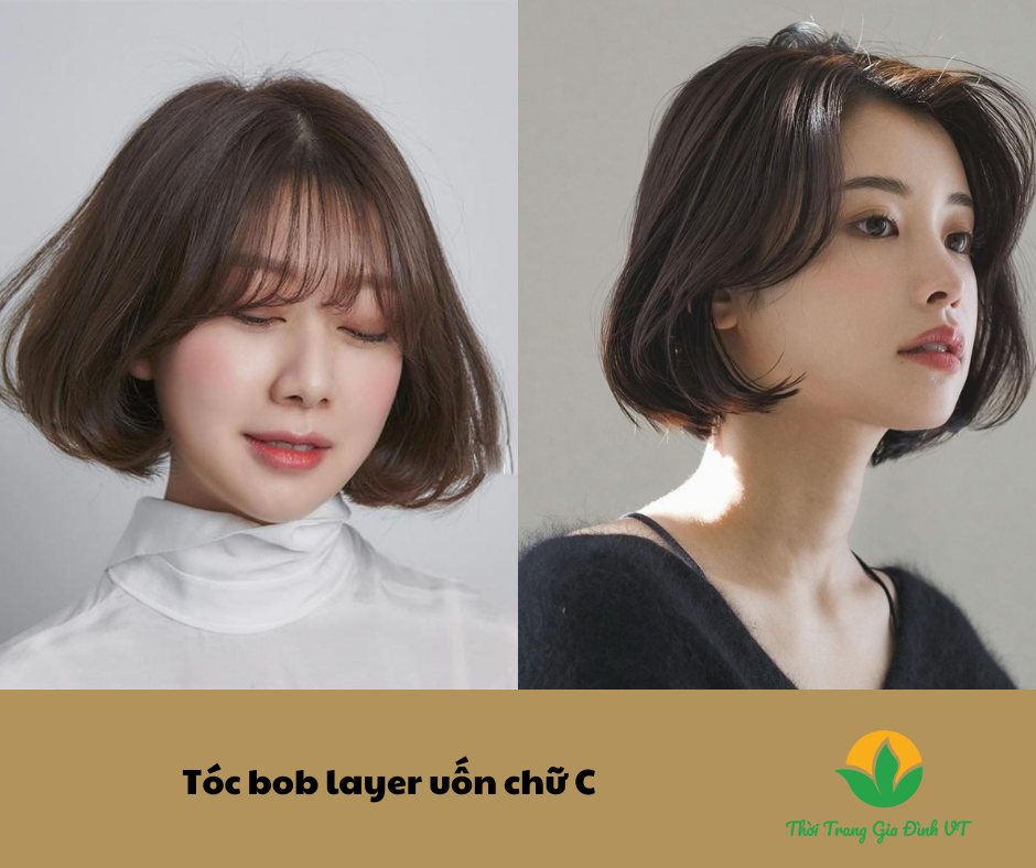 Tóc bob layer uốn chữ C