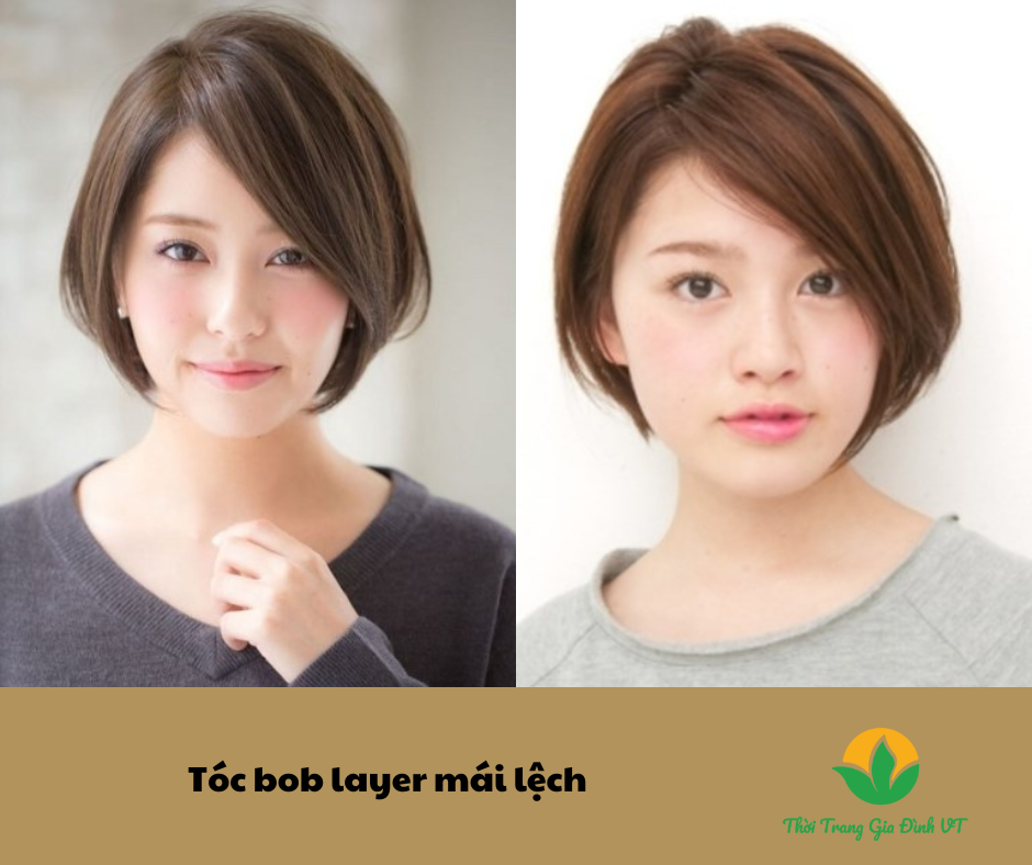 Tóc bob layer mái lệch