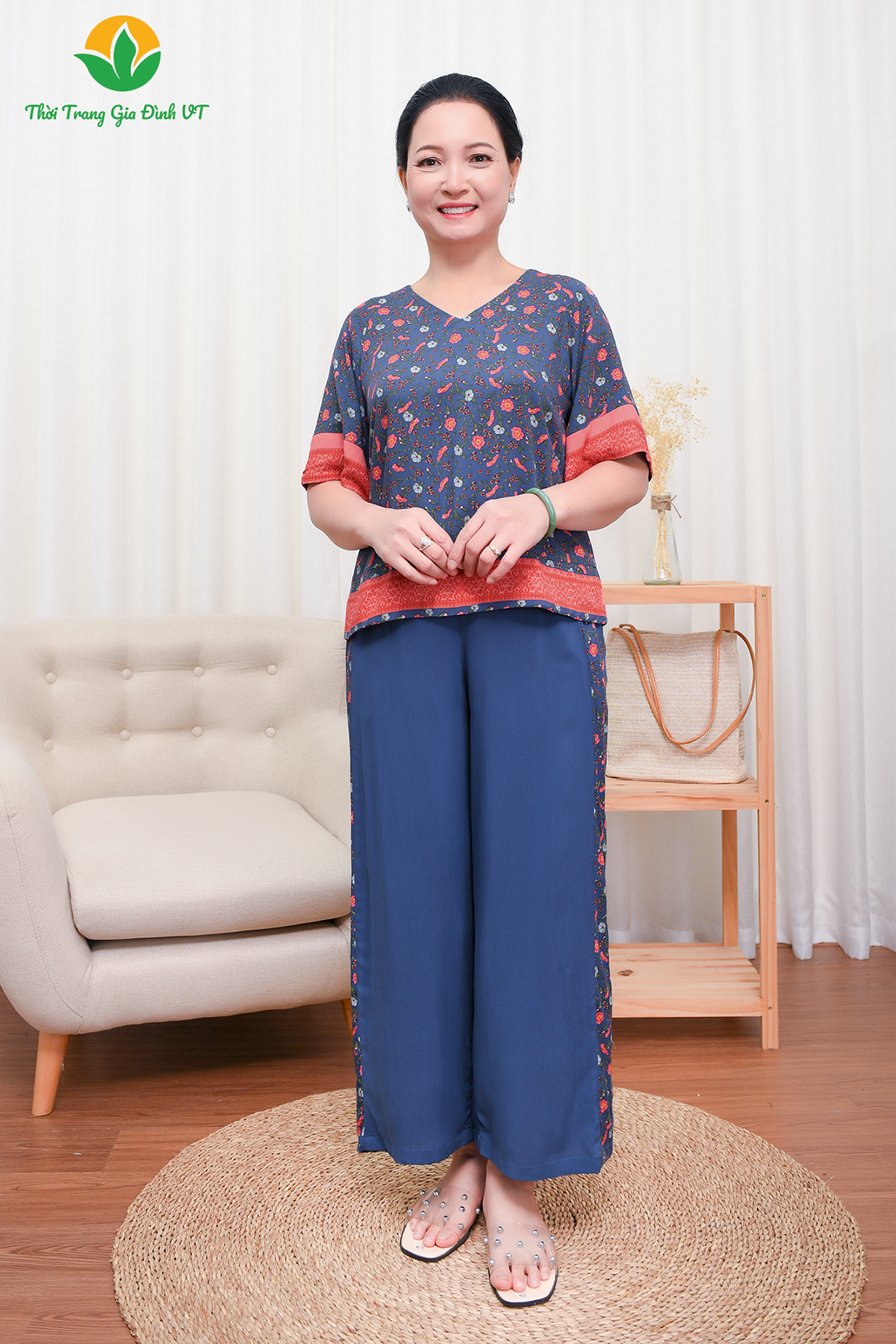 B08.2302.Bộ W QDACT RP phối dọc quần - XL - Xanh