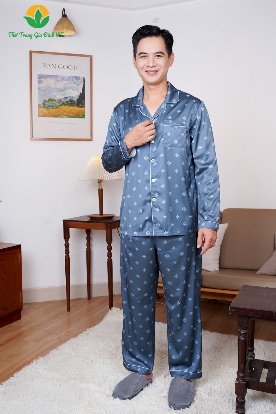 B50.2321.Bộ M QDADT LH pijama - M - Xanh Đậm