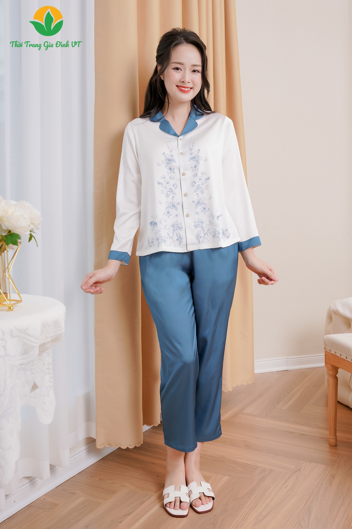 B50.2308.Bộ W QDADT LP pijama - M - Trắng