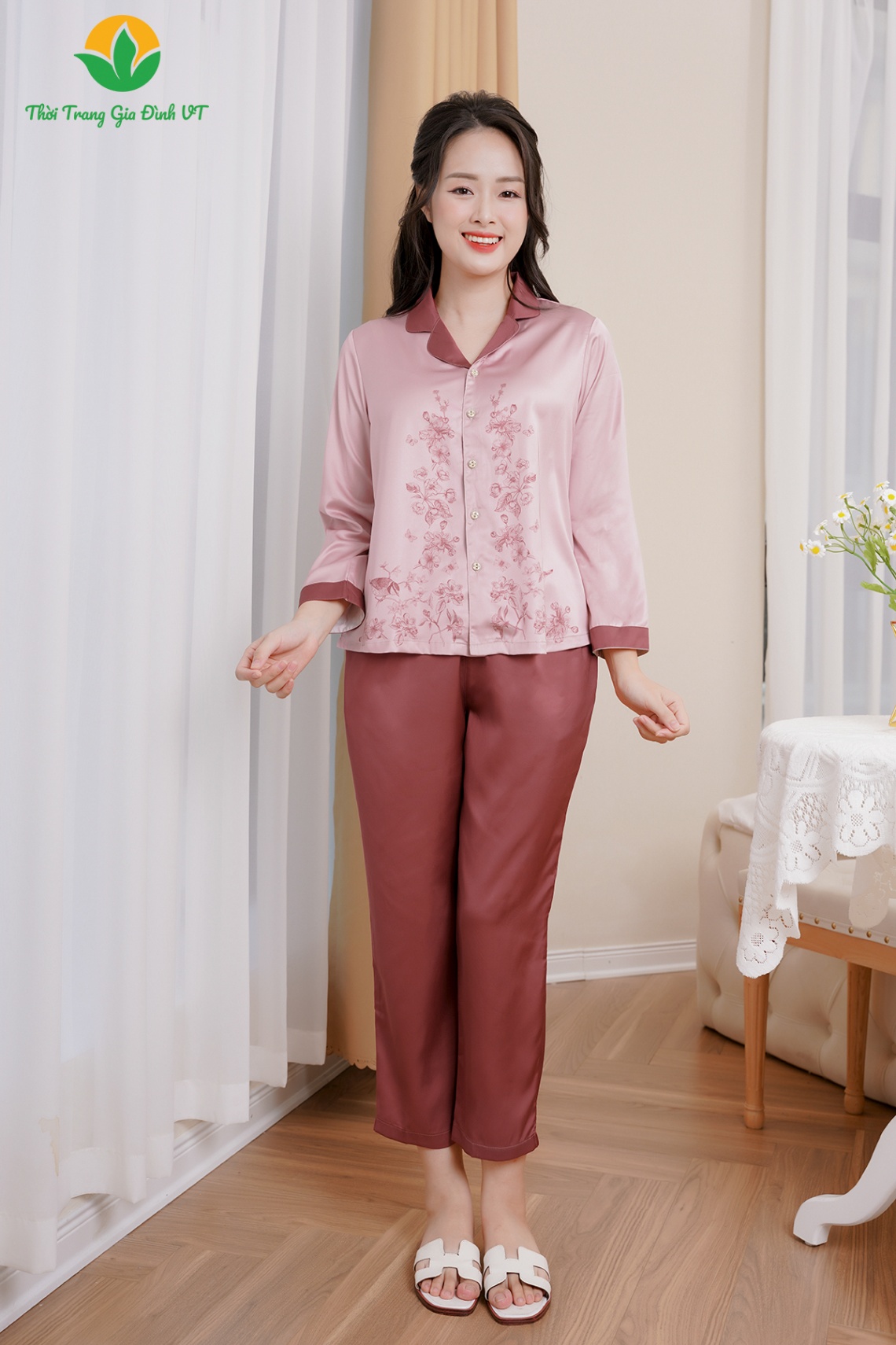 B50.2308.Bộ W QDADT LP pijama - M - Hồng