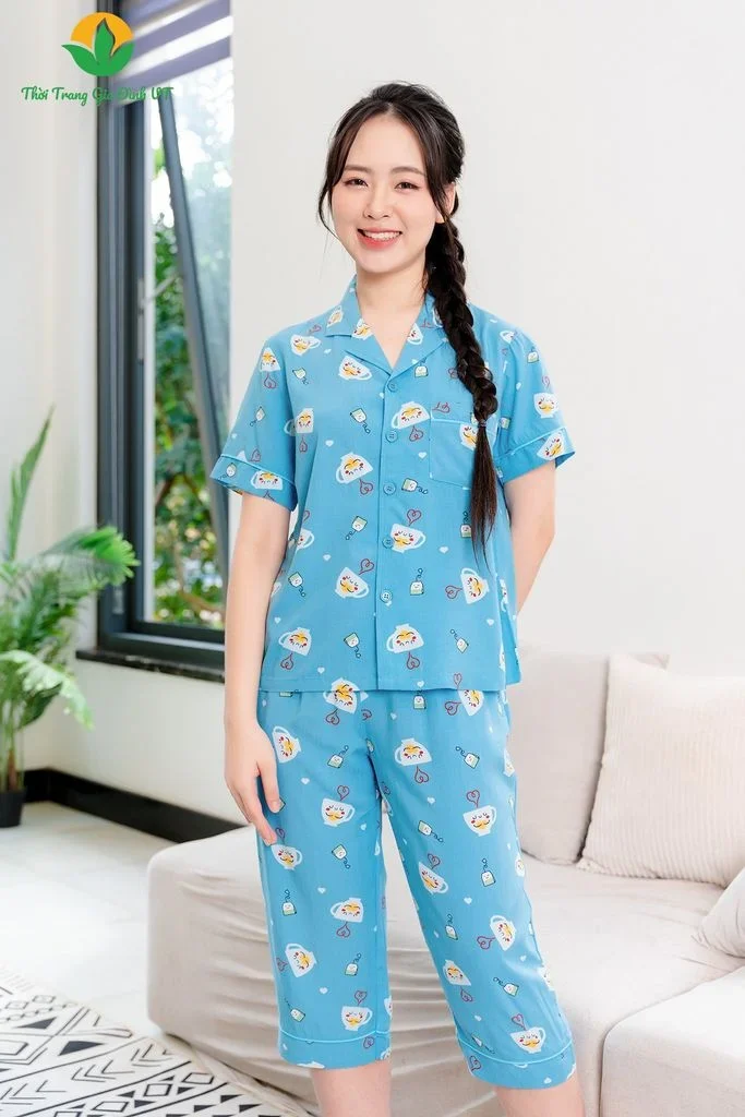 B06.2416.Bộ W QLACT RH pijama - S - Xanh dương