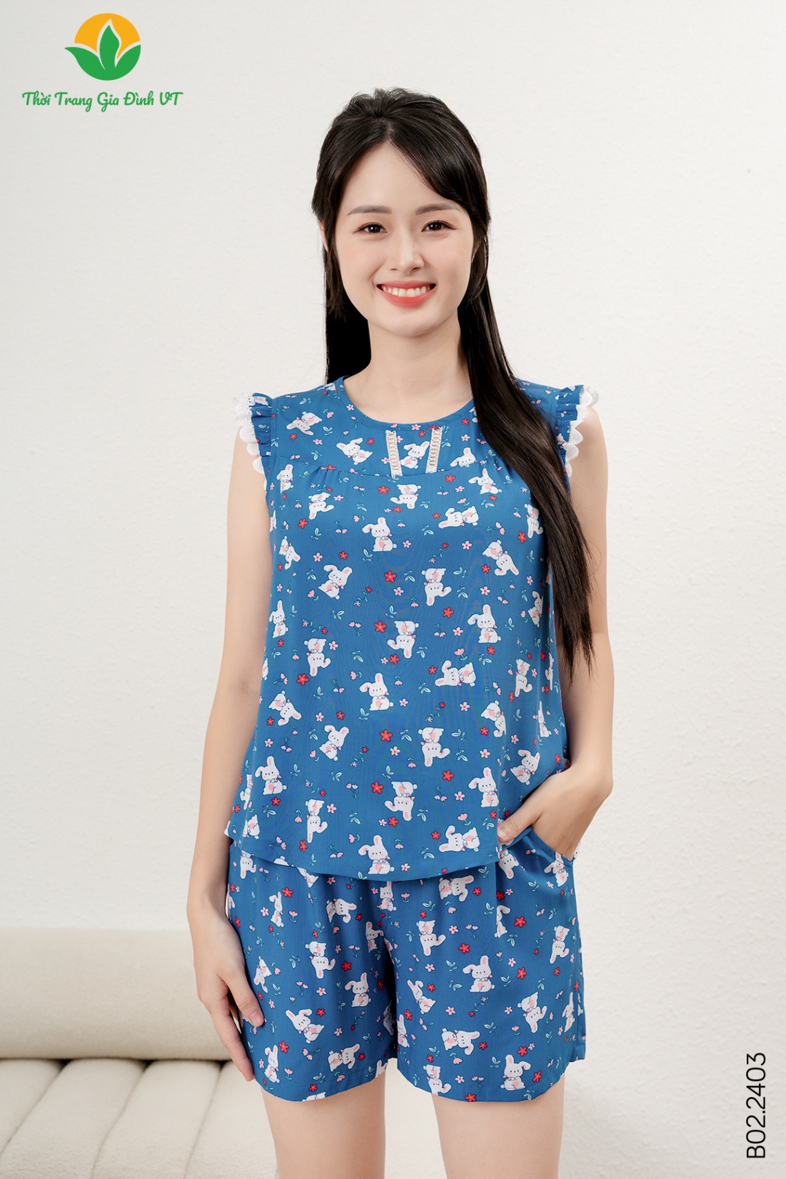 B02.2403.Bộ W QĐASN RH bèo 2 tầng - M - Navy