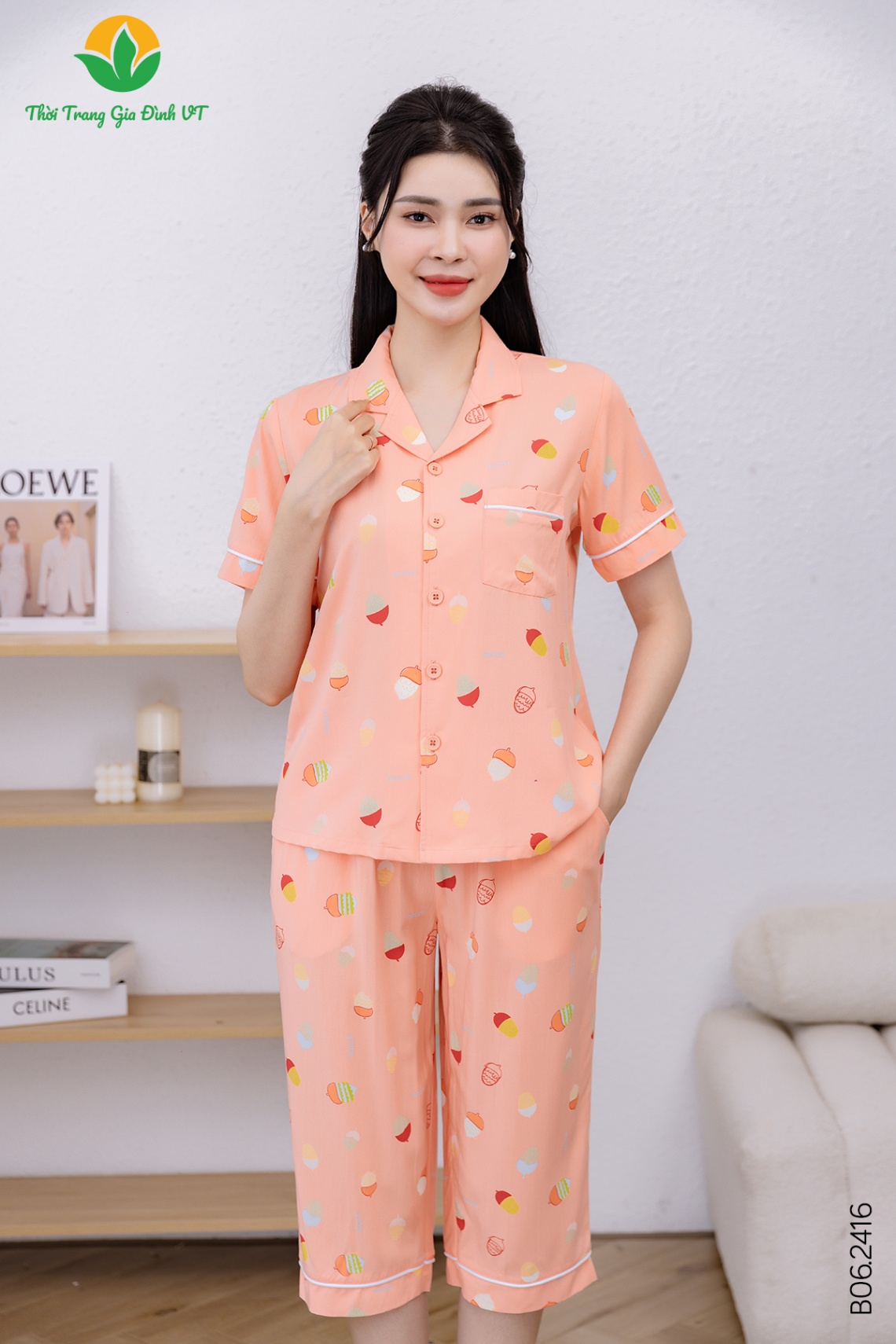 B06.2416.Bộ W QLACT RH pijama - S - Cam