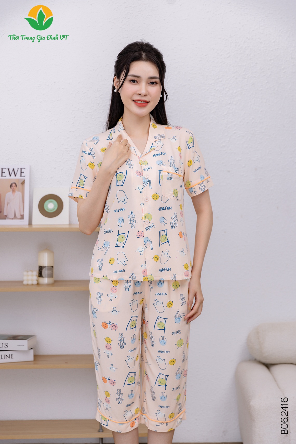 B06.2416.Bộ W QLACT RH pijama - S - Vàng