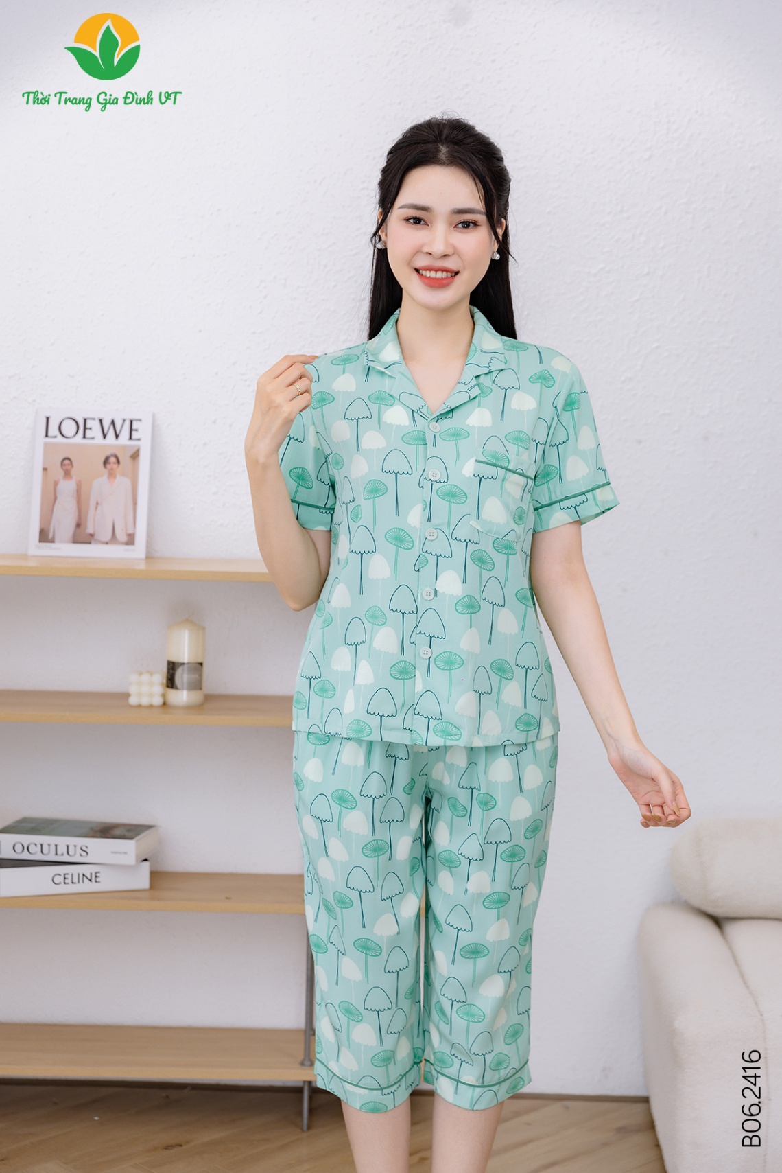 B06.2416.Bộ W QLACT RH pijama - S - Xanh Ngọc