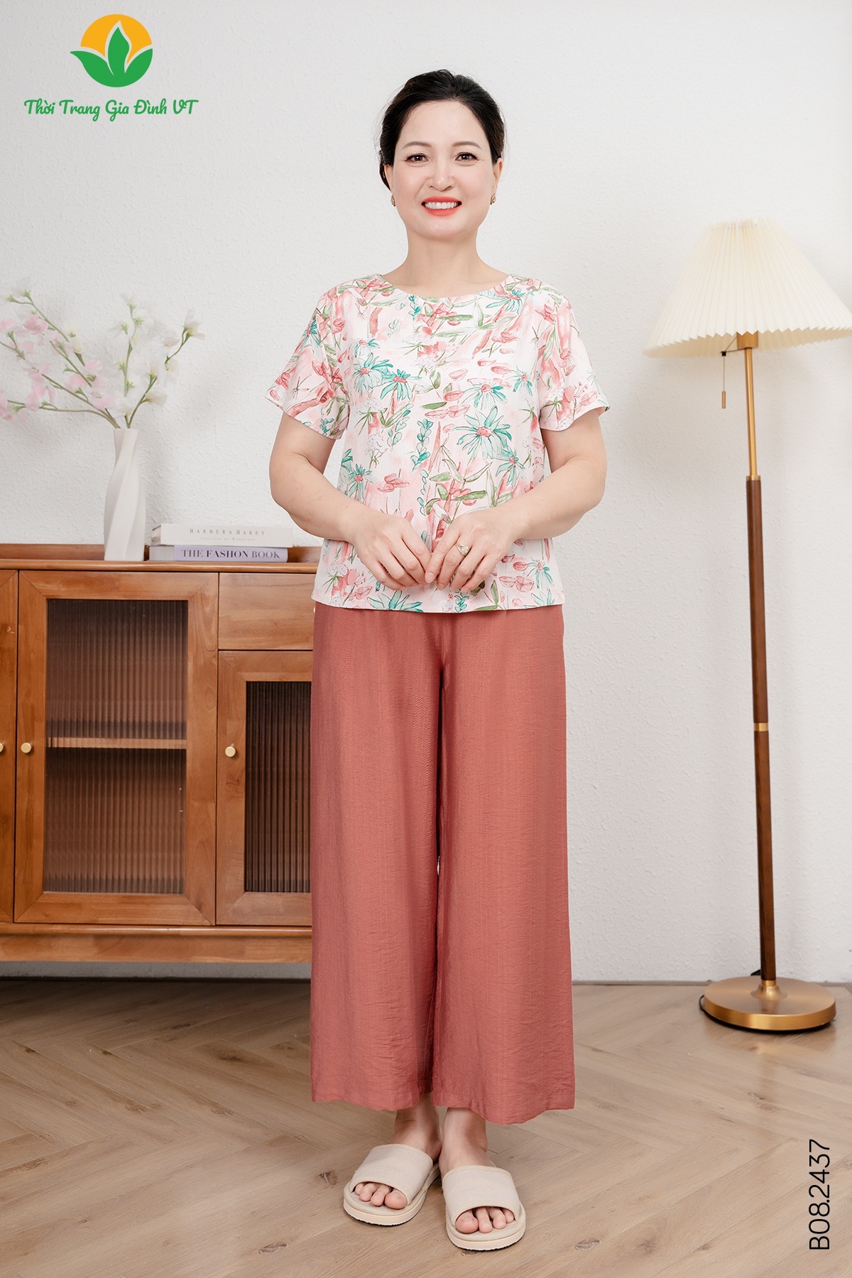 B08.2437.Bộ W QDACT RP quần linen - 2XL - Hồng