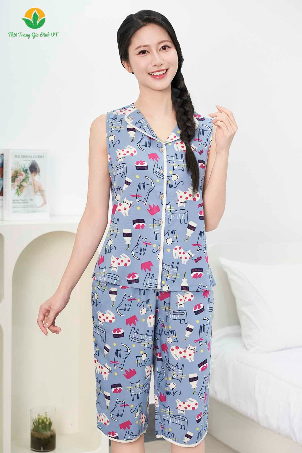 B05.5077.Bộ W QLASN RH cổ ve lật - 2XL - Xanh xám