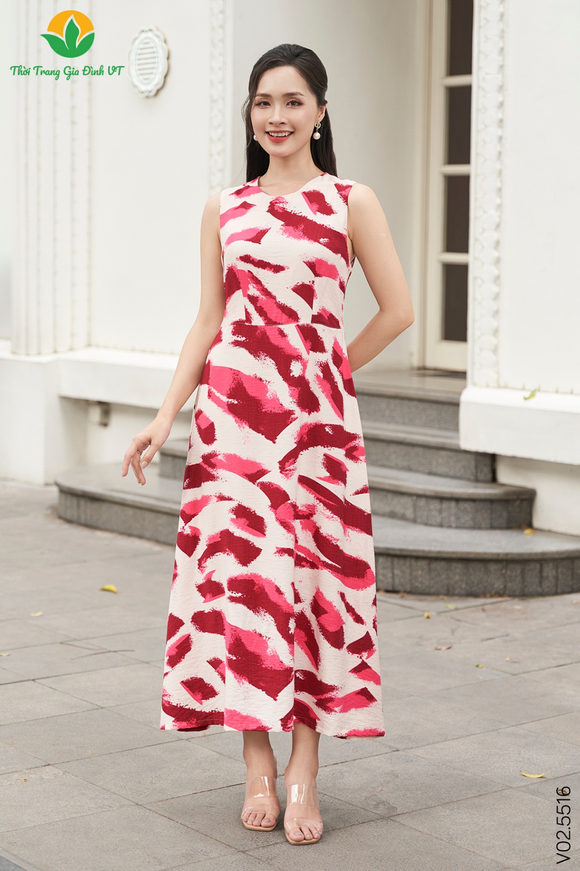 V02.5516.Váy W SN Linen - M - Hồng
