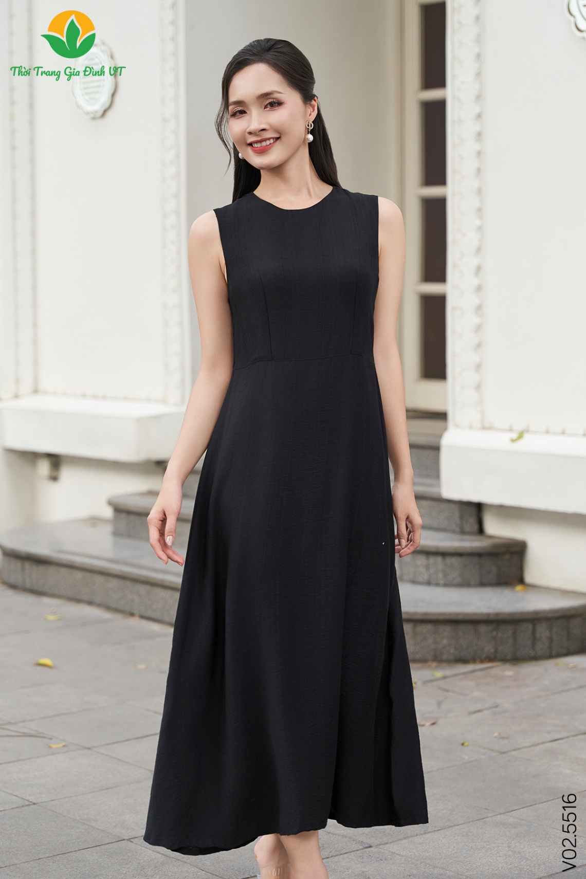 V02.5516.Váy W SN Linen - M - Đen