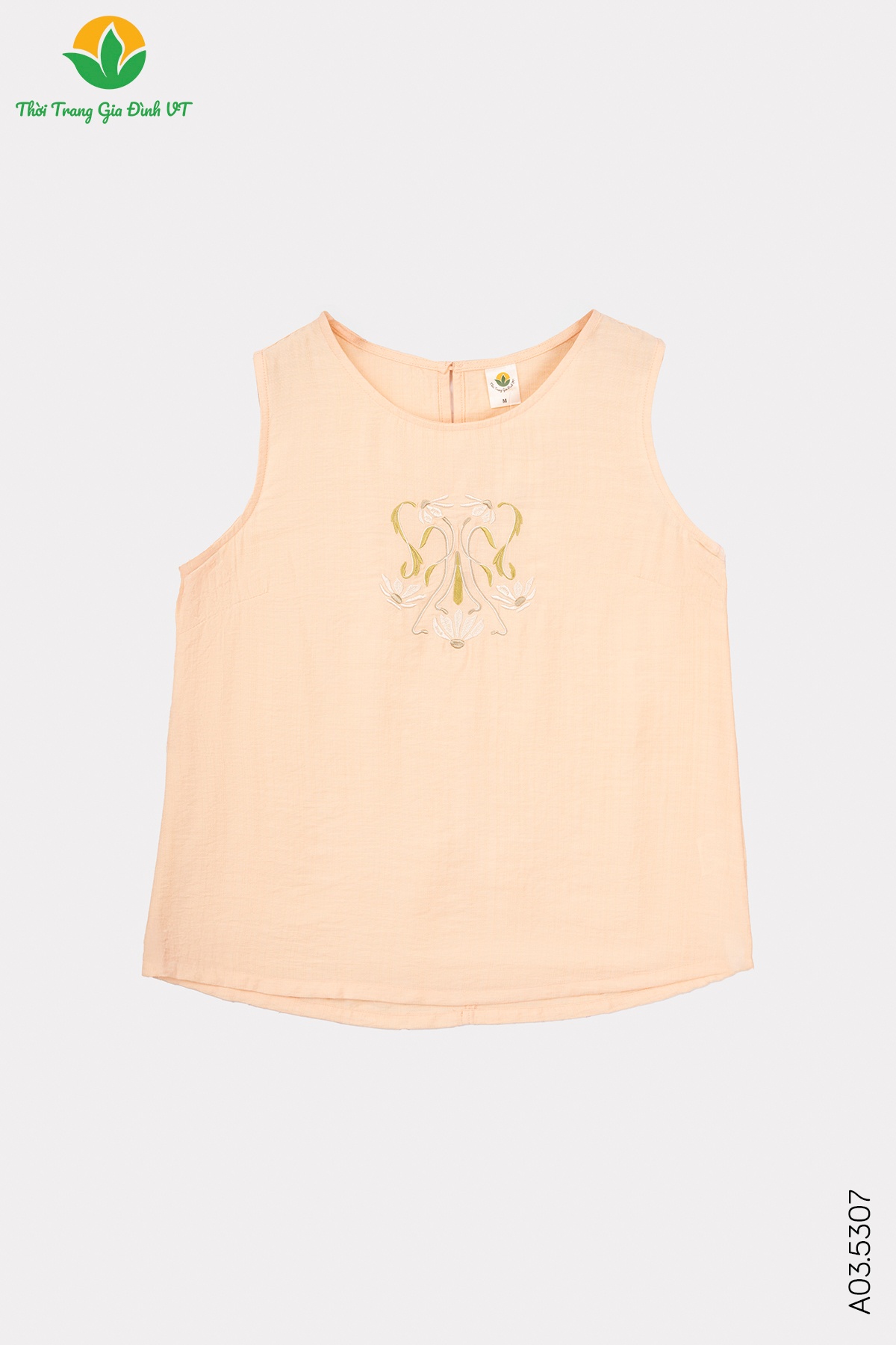 A03.5307.Áo W SN Linen màu thêu - M - Be