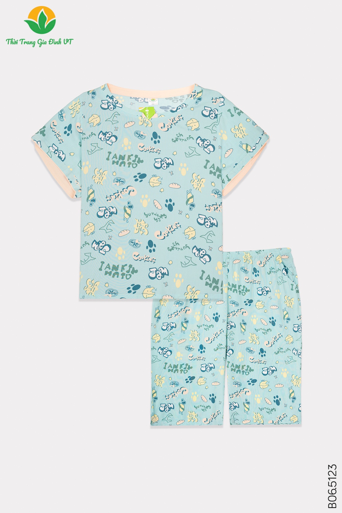B06.5123.Bộ W QLACT RH phối đáp bổ gập bigsize - 3XL - Xanh Ngọc