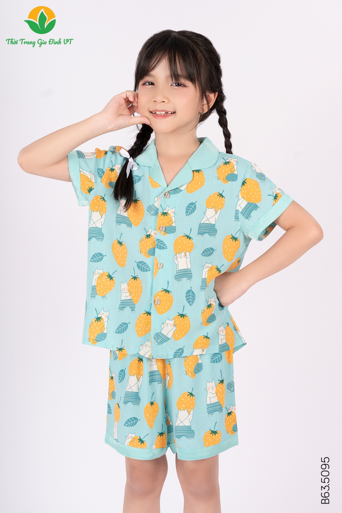 B63.5095.Bộ G QĐACT RH pijama cổ lụa - 2-3 - Xanh Ngọc