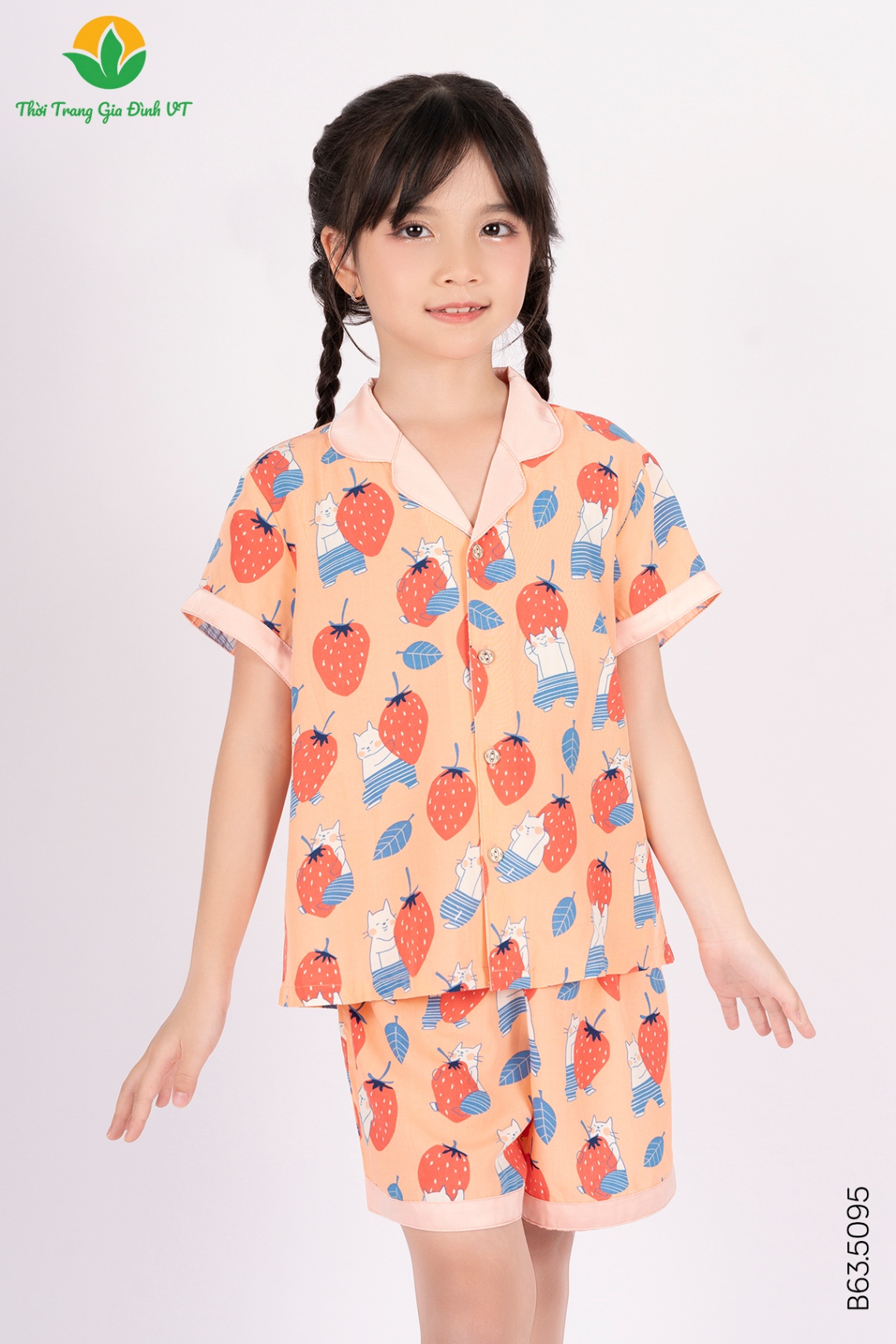 B63.5095.Bộ G QĐACT RH pijama cổ lụa - 2-3 - Cam
