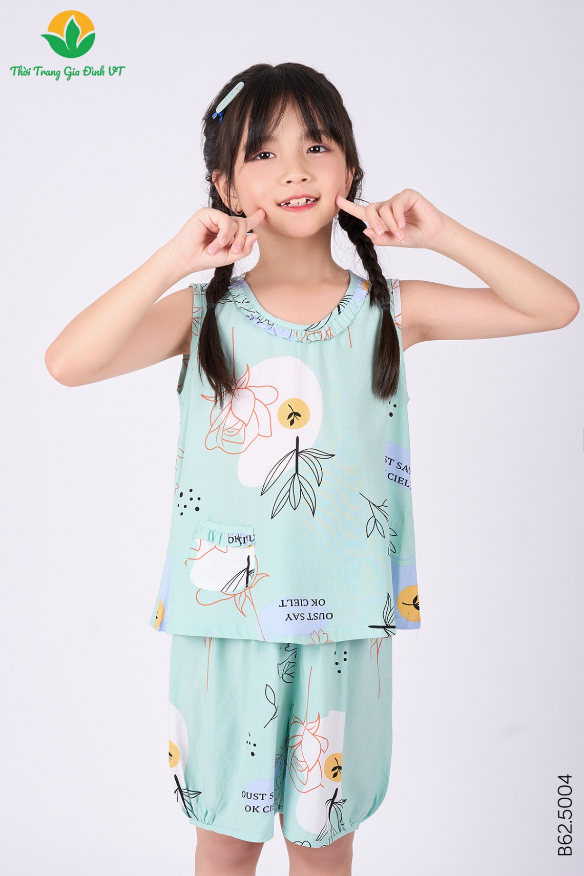 B62.5004.Bộ G QĐASN RH bèo cổ - 2-3 - Hoa Xanh