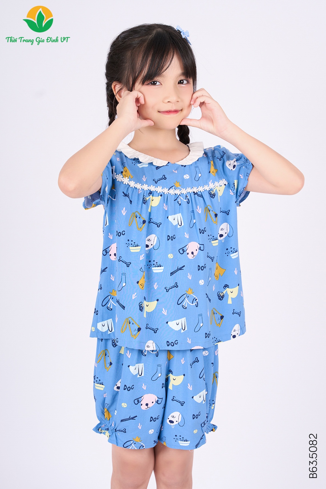 B63.5082.Bộ G QĐACT RH cổ kẹp bèo - 2-3 - Xanh Đậm