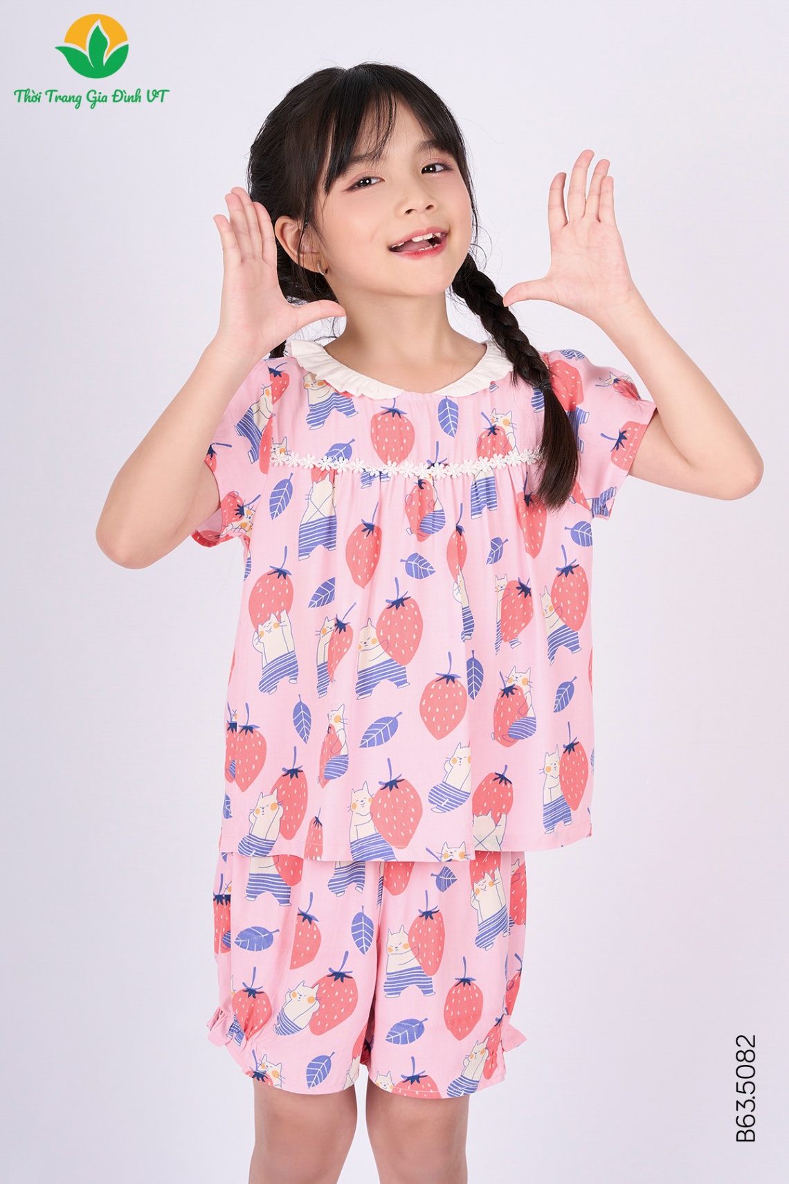 B63.5082.Bộ G QĐACT RH cổ kẹp bèo - 2-3 - Hồng nhạt