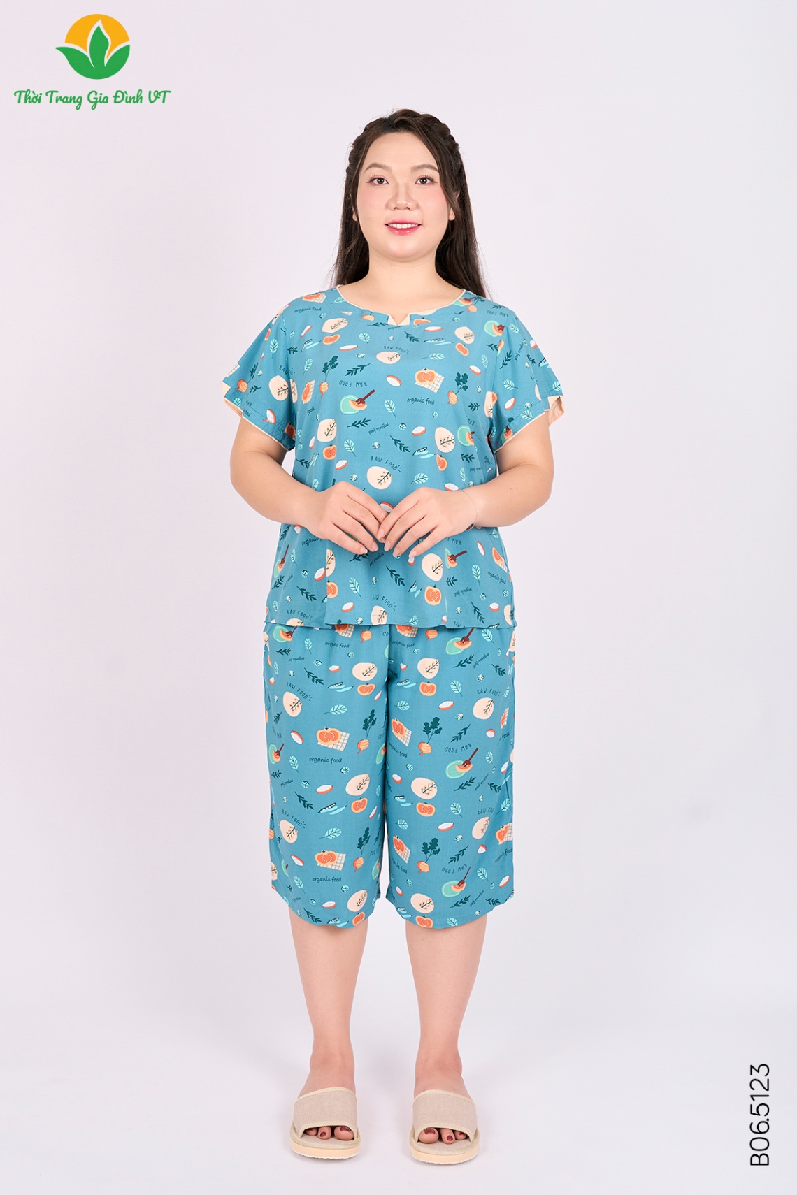 B06.5123.Bộ W QLACT RH phối đáp bổ gập bigsize - 3XL - Xanh Đậm
