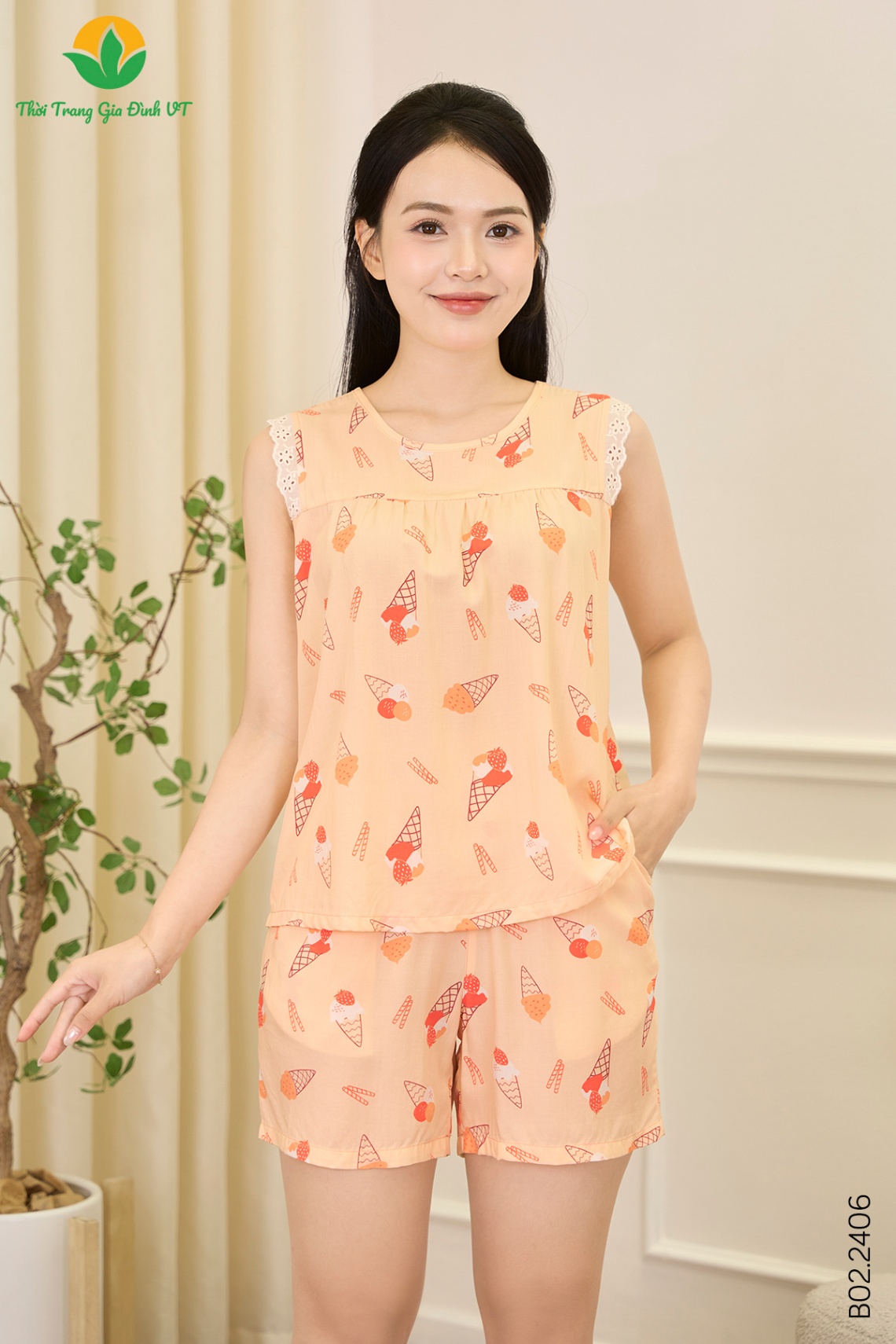 B02.2406.Bộ W QĐASN RH nhún ngực - M - Vàng