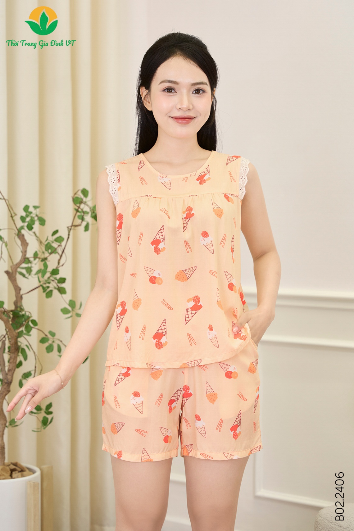 B02.2406.Bộ W QĐASN RH nhún ngực - M - Vàng