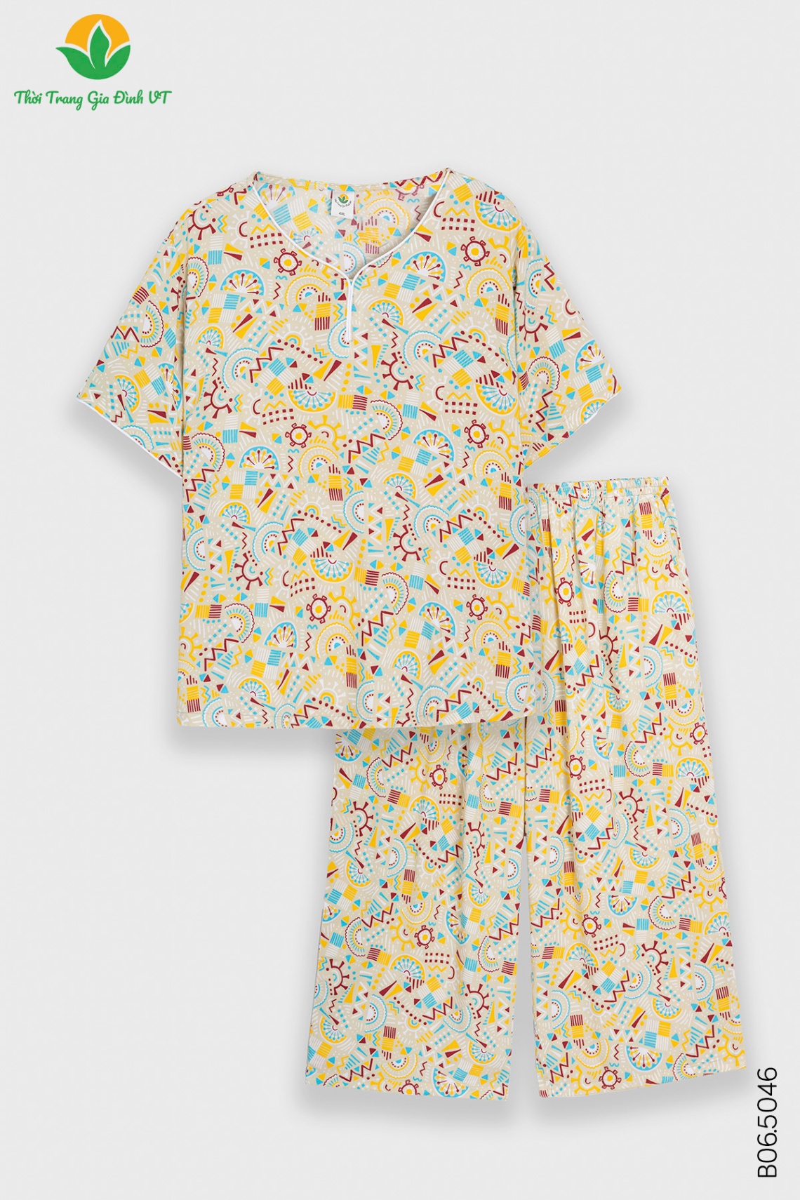 B06.5046.Bộ W QLACT RH bigsize cổ lé - 3XL - Vàng dừa